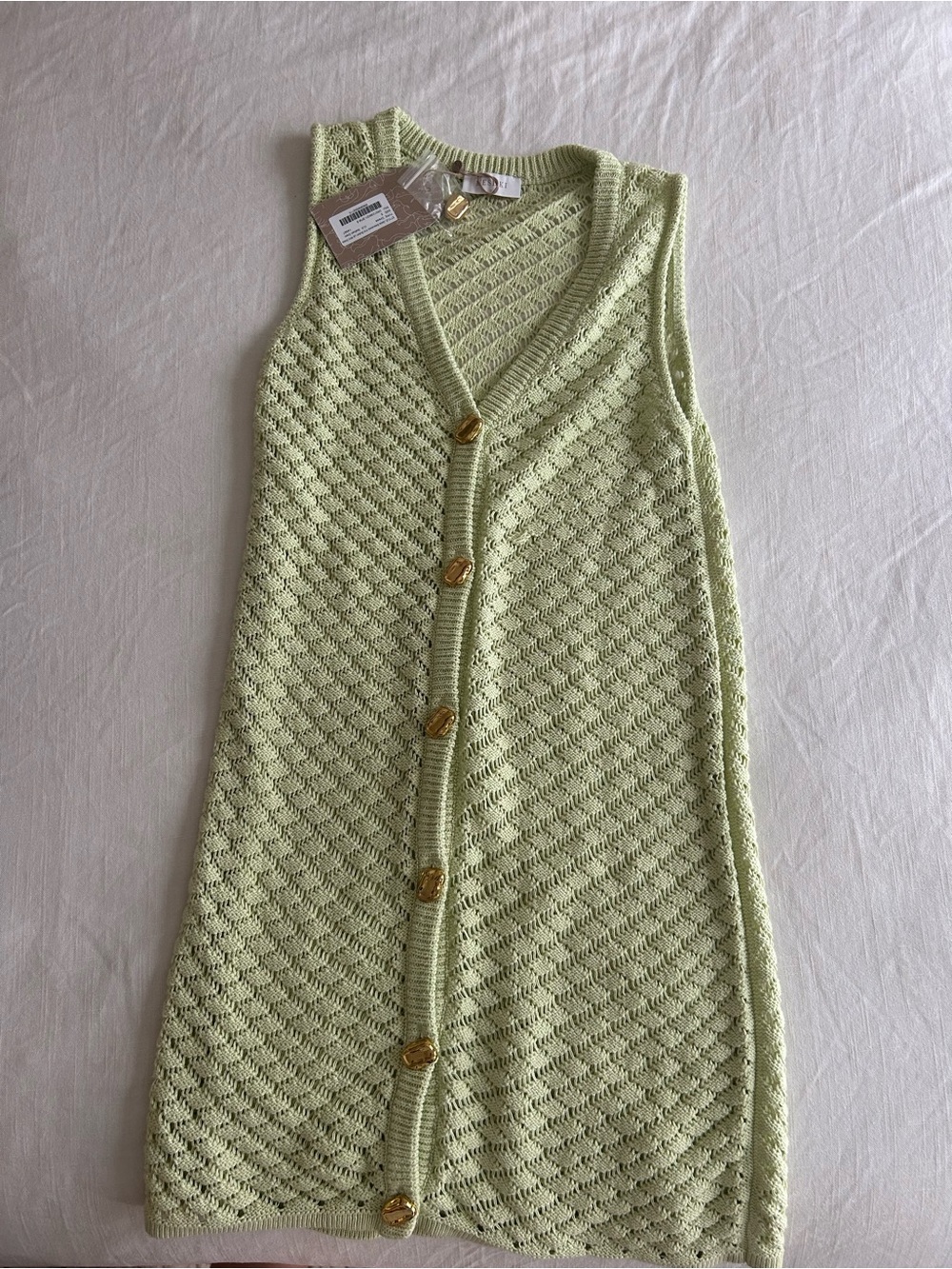 Meshki Pale Green Knit Button-Front Dress